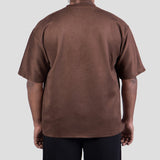 HOPHEAD BROWN EMBROIDERED SUEDE T-SHIRT