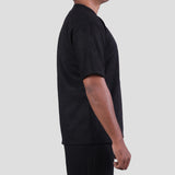 HOPHEAD BLACK EMBROIDERED SUEDE  T-SHIRT