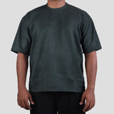 VINEYARD GREEN EMBROIDERED SUEDE T-SHIRT