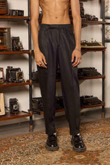 Black Pleated Tencel Trousers