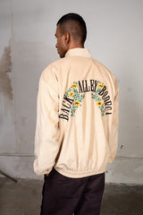 Cream Bomber jacket with embroidery