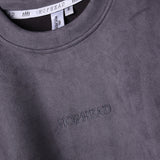 HOPHEAD CHARCOAL EMBROIDERED SUEDE T-SHIRT